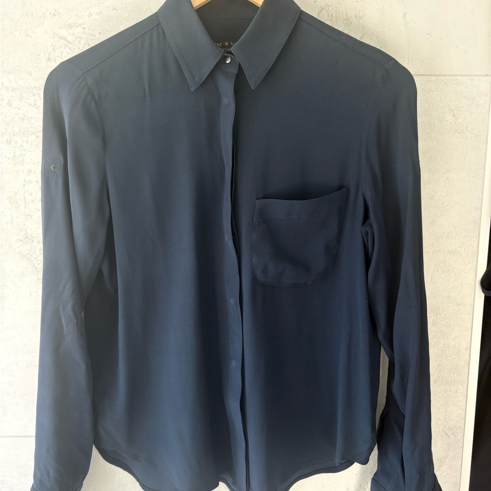Rag & Bone Blue Blouse Long-Sleeved Tailored